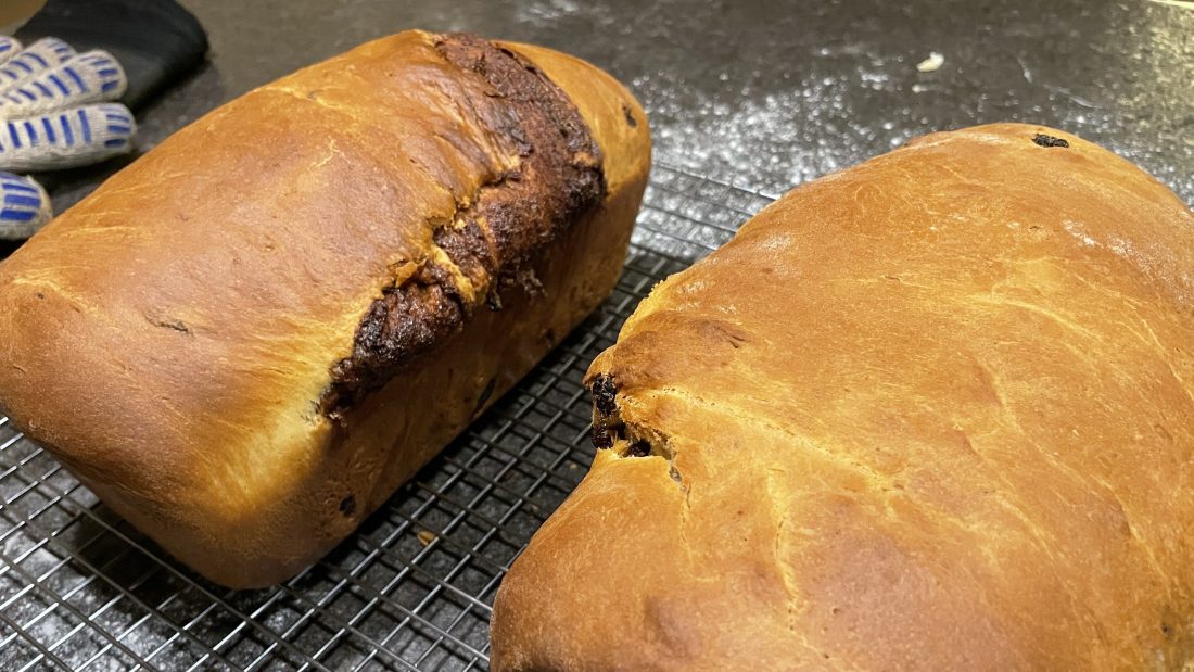 Here I am making the raisin bread