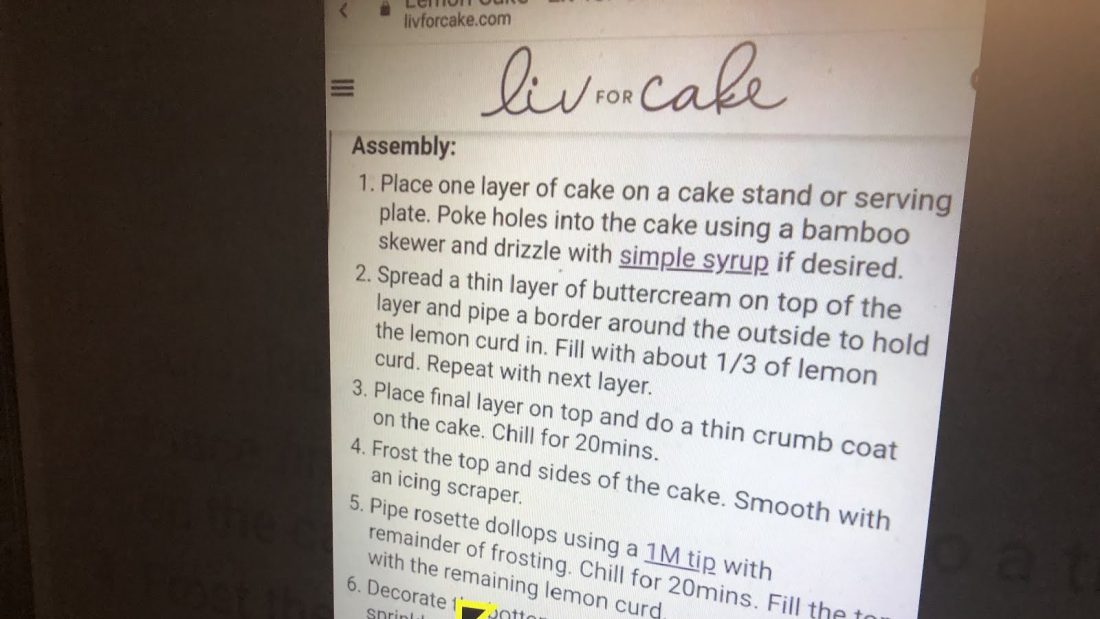 The lemon cake instructions