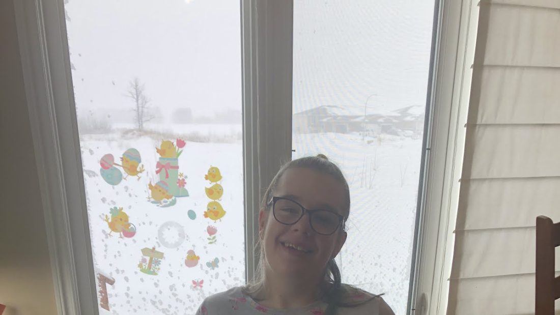 Me and my flamingo pyjamas on a snow day
