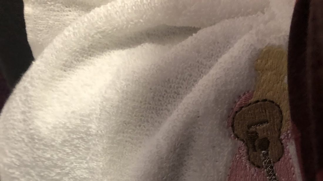 Close-up of my Dolly towel