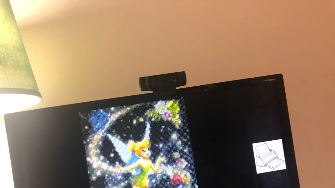 My mom’s finished diamond art of Tinker Bell