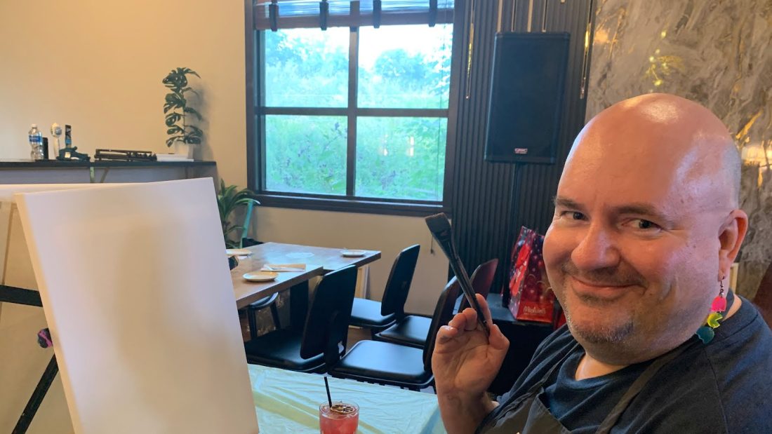 My dad is getting ready to paint