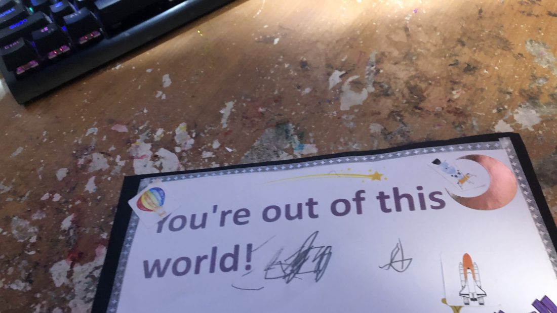 Space themed bookmark: Bookmark time once Again